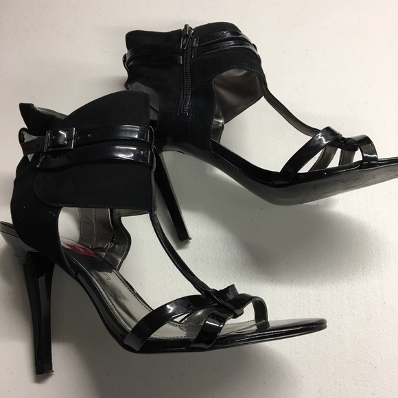 Marc Fisher Black Ankle Strap Heeled Sandals  - Picture 3 of 5